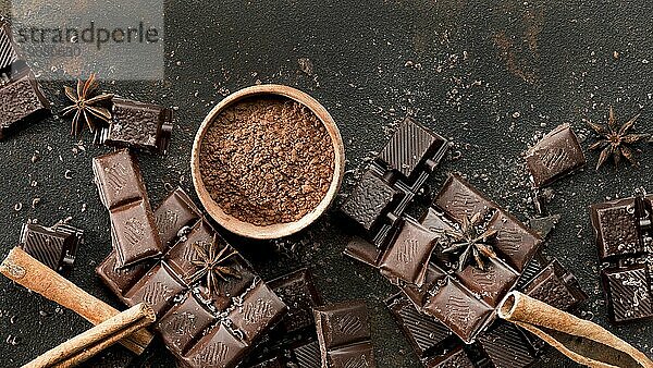 Draufsicht köstliche Schokolade Konzept