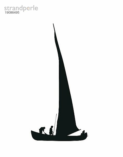 Segelschiff Silhouette vor weißem Hintergrund  Vektor Illustration