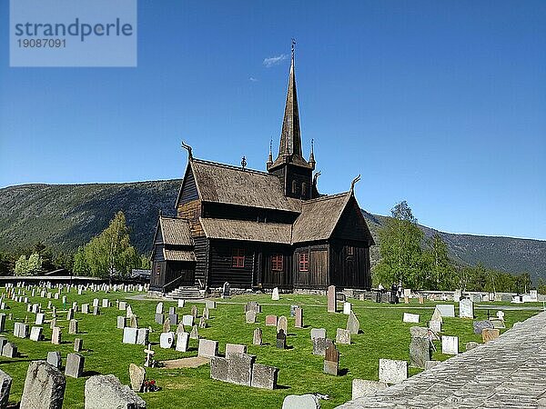 Stabkirche  Lom  Provinz Innlandet  Norwegen  Europa