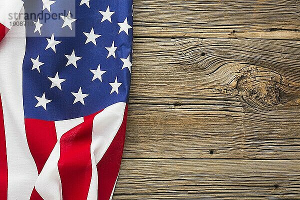 Draufsicht amerikanische Flagge Holz mit  Hochauflösendes Foto