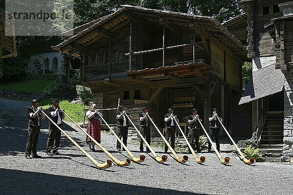 Alphornbläser  Interlaken  Schweiz  Europa