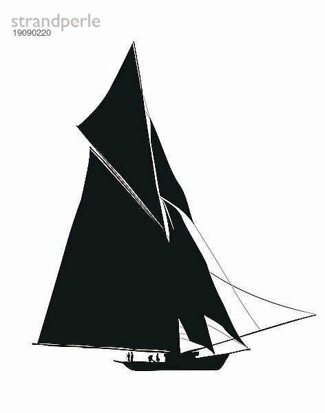 Segelschiff Silhouette vor weißem Hintergrund  Vektor Illustration