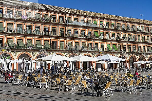 Restaurants auf dem Platz Plaza de la Corredera in Cordoba  Andalusien  Spanien  Europa