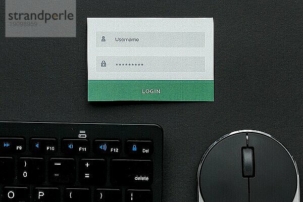 Draufsicht Benutzername Passwort Informationen mit Maus Tastatur