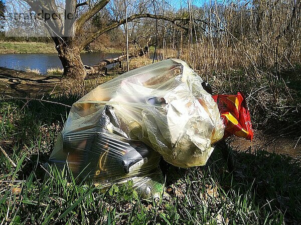 Illegal deponierter Müll im Naturschutzgebiet  Dessau-Roßlau  Sachsen-Anhalt  Deutschland  Europa