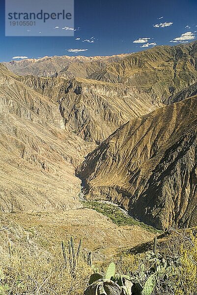 Malerischer Blick auf die trockene Landschaft um den Canon del Colca  ein berühmtes Touristenziel in Peru