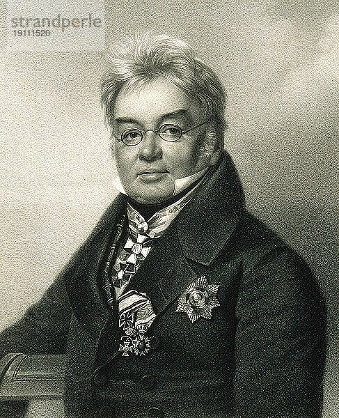 Johann Nepomuk Rust  ab 1836 Ritter von Rust (5. April 1775) (9. Oktober 1840) war ein österreichischer Mediziner und Chirurg  Historisch  digital restaurierte Reproduktion von einer Vorlage aus der damaligen Zeit