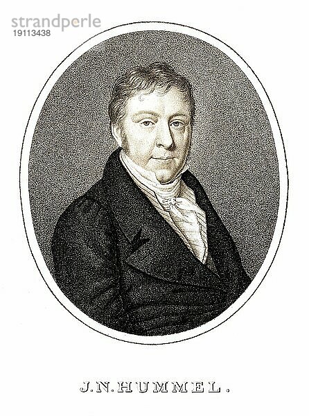 Johann Nepomuk Hummel (14) (November 1778 bis 17. Oktober 1837)  ein österreichischer Komponist und Pianist  Historisch  digital restaurierte Reproduktion von einer Vorlage aus der damaligen Zeit