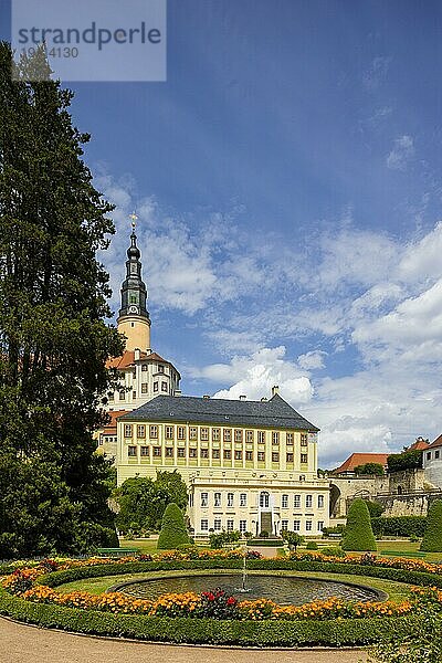 Schloss Weesenstein erhebt sich auf einem Felsvorsprung aus Knotenglimmerschiefer mit Quarziteinlagerungen über dem Tal der Müglitz etwa 3 km südlich von Dohna im Ortsteil Weesenstein der Gemeinde Müglitztal. Es diente über Jahrhunderte als Wohnsitz lokaler Adelsgeschlechter  aber auch des Fürstenhauses der Wettiner