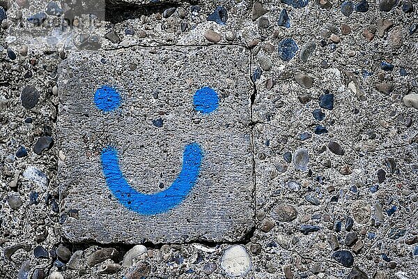 Smiley  Emoji an einer Hauswand  fröhliches Gesicht  Dänemark  Europa