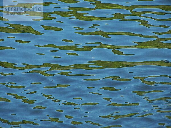 Grün-blaue Wellenbewegungen in einem Teich  Ausschnitt  formatfüllend