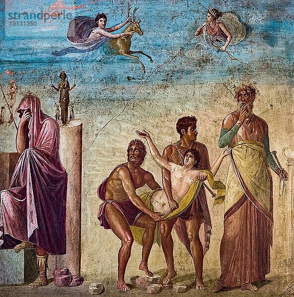 Antikes Fresko aus Pompeji  basierend auf einem Gemälde von Timanthes  Historisch  digital restaurierte Reproduktion von einer Vorlage aus der Vergangenheit
