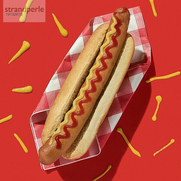 Draufsicht Hot Dog Serviette