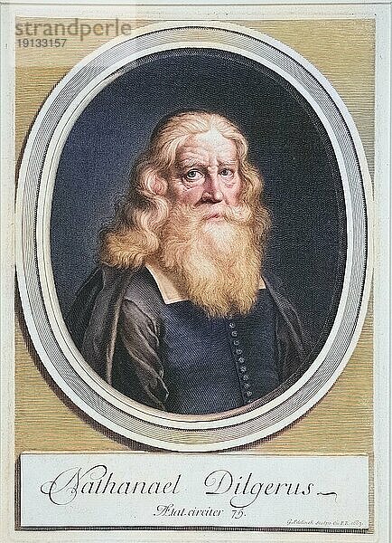 Nathanael Dilger (1604-1679)  Pastor und Minister in Danzig  Historisch  digital restaurierte Reproduktion von einer Vorlage aus der Vergangenheit