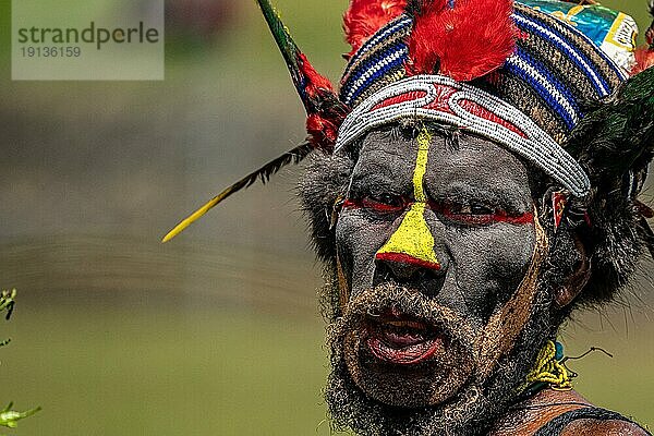 Tänzer in Kriegsbemalung  Sing Sing  Festival  Mount Hagen  Papua Neu-Guinea