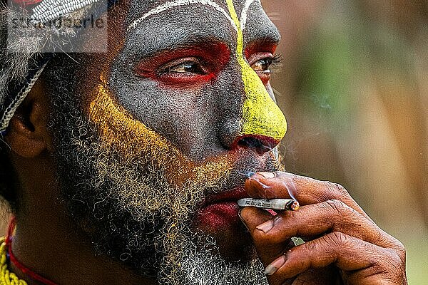 Tänzer in Kriegsbemalung  Sing Sing  Festival  Mount Hagen  Papua Neu-Guinea