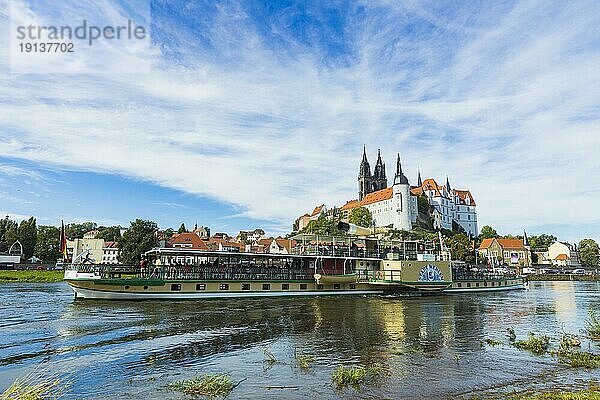 Elbdampfer Stadt Wehlen  bei der Ankunft in Meissen