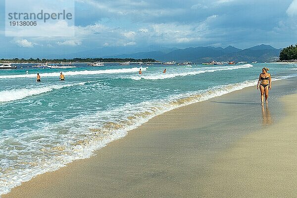 Strand auf Gili Trawangan  Insel vor Lombok  West Nusa Tenggara  Indonesien  Südostasien  Asien