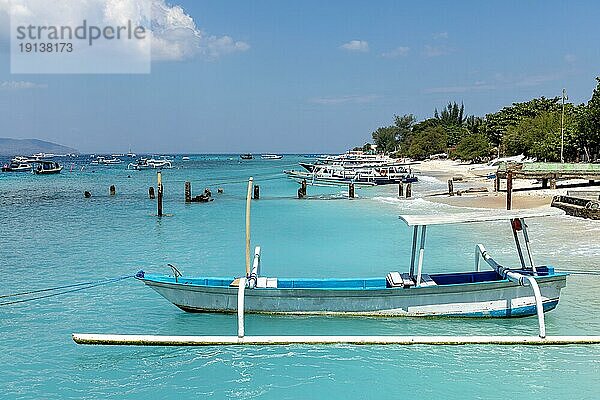 Boote  Gili Trawangan  Insel vor Lombok  West Nusa Tenggara  Indonesien  Südostasien  Asien