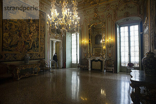 Europa. Italien  Ligurien  Genua. Königspalast  Palazzo Reale oder Palazzo Stefano Balbi UNESCO-Weltkulturerbe. Wandteppichzimmer