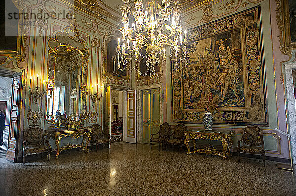 Europa. Italien  Ligurien  Genua. Königspalast  Palazzo Reale oder Palazzo Stefano Balbi UNESCO-Weltkulturerbe. Wandteppichzimmer