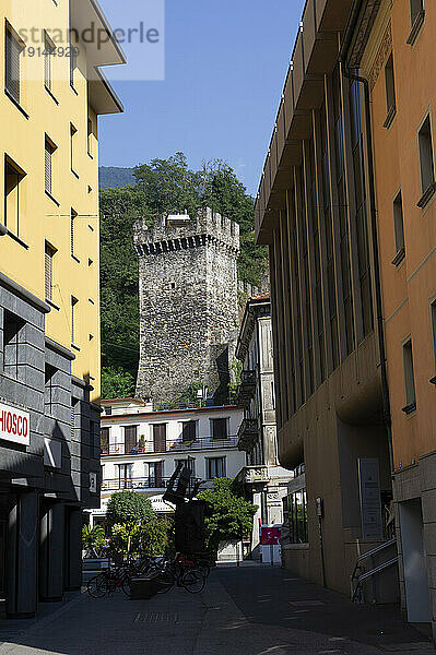 Europe  Switzerland  Ticino  Bellinzona  Medieval ramparts and Montebello castle Castrum Magnum  Castel Grande  Castle of Uri (1630) or Altdorf and in 1818 Castle of S. Michele.