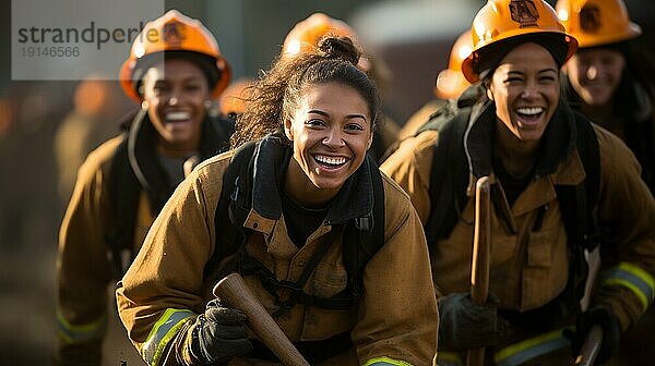 Weibliche afroamerikanische Feuerwehrmänner im Einsatz  generative AI