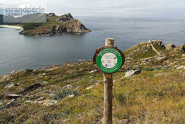 Habitat Schutzzeichen  Isla del Faro  Cies Inseln  Terrestrischer Meeresnationalpark der Atlantischen Inseln Galiciens  Spanien  Europa
