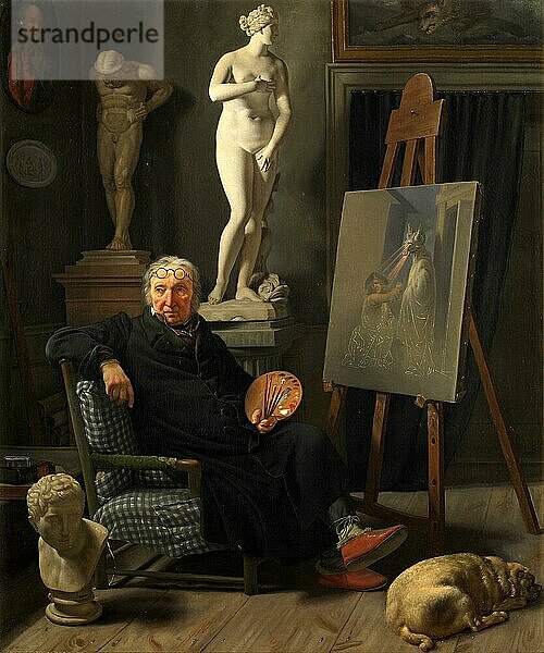 Christian August Lorentzen (10. August 1749 bis 8. Mai 1828) war ein dänischer Maler  Gemälde von Martinus Rorbye  Historisch  digital restaurierte Reproduktion einer Vorlage der damaligen Zeit