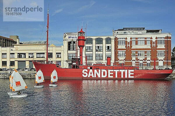 Das Feuerschiff Sandettie in Dünkirchen  Dunkerque  Nord Pas de Calais  Frankreich  Europa
