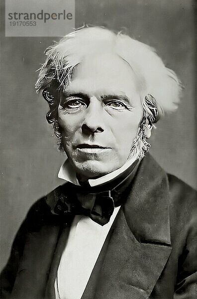 Michael Faraday (22. September 1791 bis 25. August 1867) war ein englischer Naturforscher  der als einer der bedeutendsten Experimentalphysiker gilt  Historisch  digital restaurierte Reproduktion einer Vorlage der damaligen Zeit