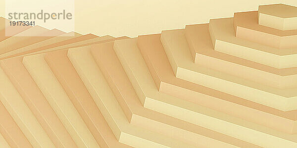 Geometrisch geformtes Treppenmuster vor gelbem Hintergrund