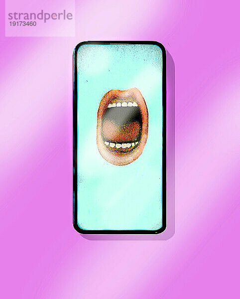 Illustration eines Smartphones mit offenem Mund