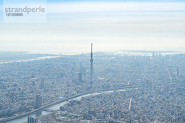 Schöne Luftaufnahme des Stadtbildes von Tokio  Japan