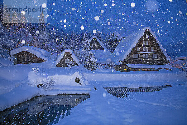 Shirakawa go village in the snow  Gifu Prefecture  Japan