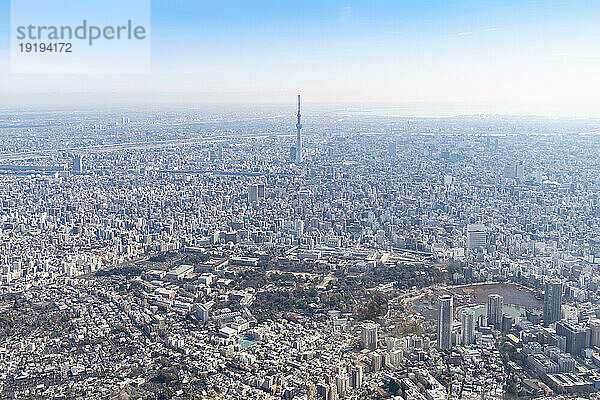 Schöne Luftaufnahme des Stadtbildes von Tokio  Japan