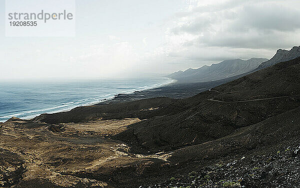 Dramatic landscape in front of sea at Fuerteventura