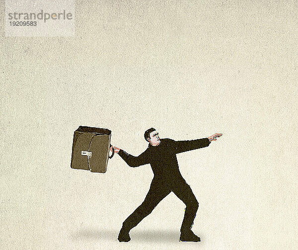 Illustration eines Mannes  der eine Aktentasche wirft  was symbolisiert  dass er seinen Job kündigt