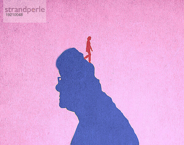 Illustration einer Frau  die den sich verschlechternden Kopf einer älteren Frau hinuntergeht  die an der Alzheimer-Krankheit leidet