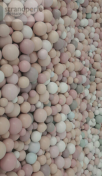 3D spheres with pastel beige and green color