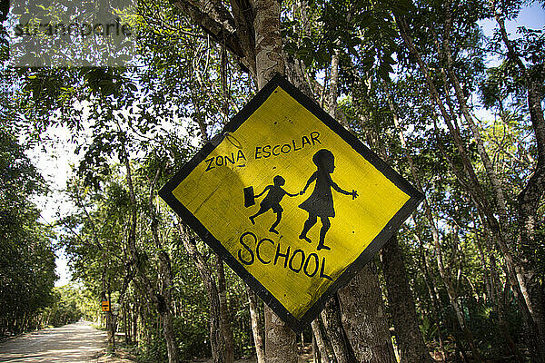 Mexico  Quintana Roo. Signboard  school