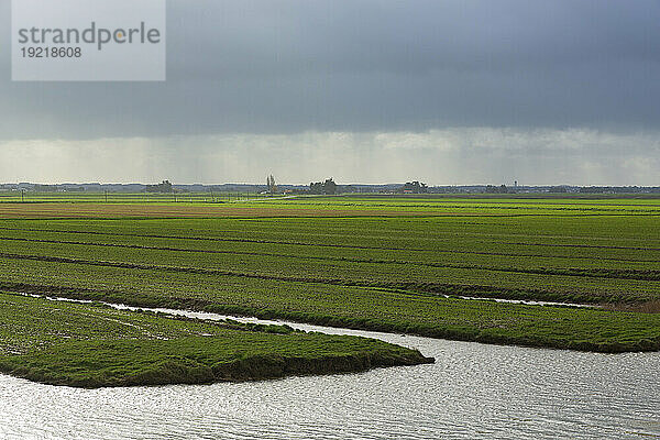 France  Bouin  85  polder under a rainy sky  winter.