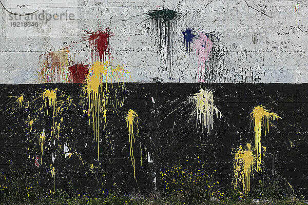 France  Saint-Nazaire  44  paint splashes on a wall.