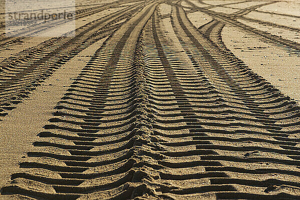 Frankreich  Les Sables d'Olonne  85  Maschinenspuren im Sand am Hauptstrand.