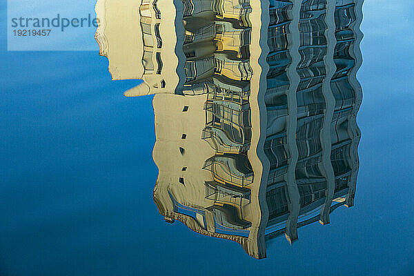 France  Les Sables d'Olonne  85  reflection of a building in the water of the fishing port.