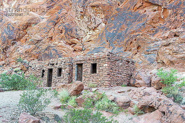 Historische Steinhütte im Valley of Fire State Park  Nevada  USA; Nevada  Vereinigte Staaten von Amerika