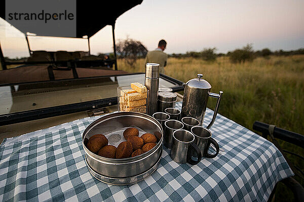 Kaffeepause im Busch Südafrikas im Madikwe Game Reserve; Südafrika