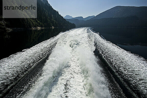 Kielwasser eines Bootes zum Misty Fiords National Monument in Ketchikan  Alaska  USA; Ketchikan  Alaska  Vereinigte Staaten von Amerika