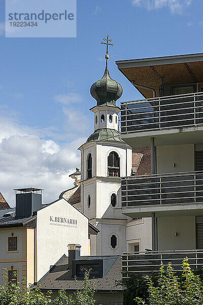 Glockenturm der Kirche des Heiligen Geistes  Bruneck  Südtirol (Südtirol) (Provinz Bozen)  Italien  Europa