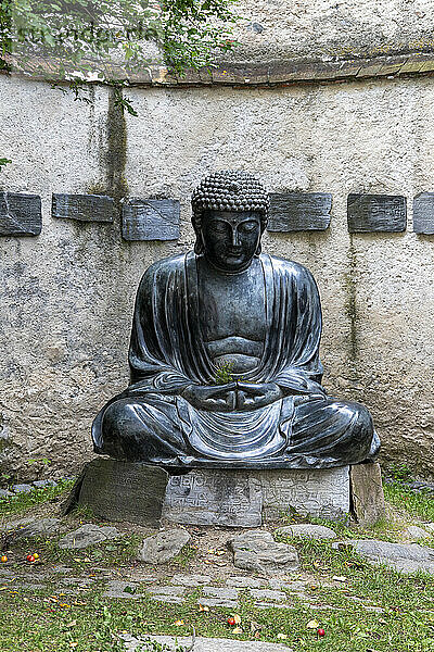 Buddha-Statue im Innenhof von Schloss Bruneck  Südtirol (Südtirol) (Provinz Bozen)  Italien  Europa